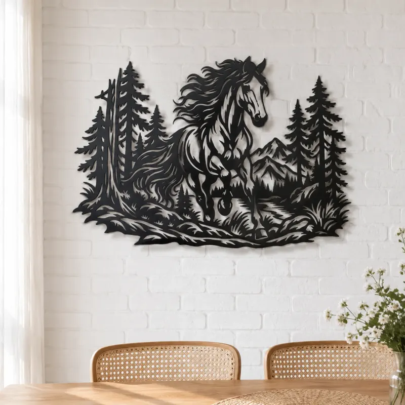Horse in Forest Metal Wall Art | Equestrian Wall Decor - lifestyle view 4
