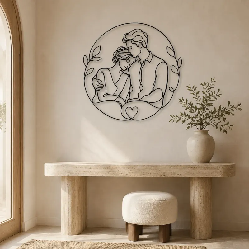 Shoulder Rest Lovers Metal Wall Art | Romantic Couple Decor - lifestyle view 3