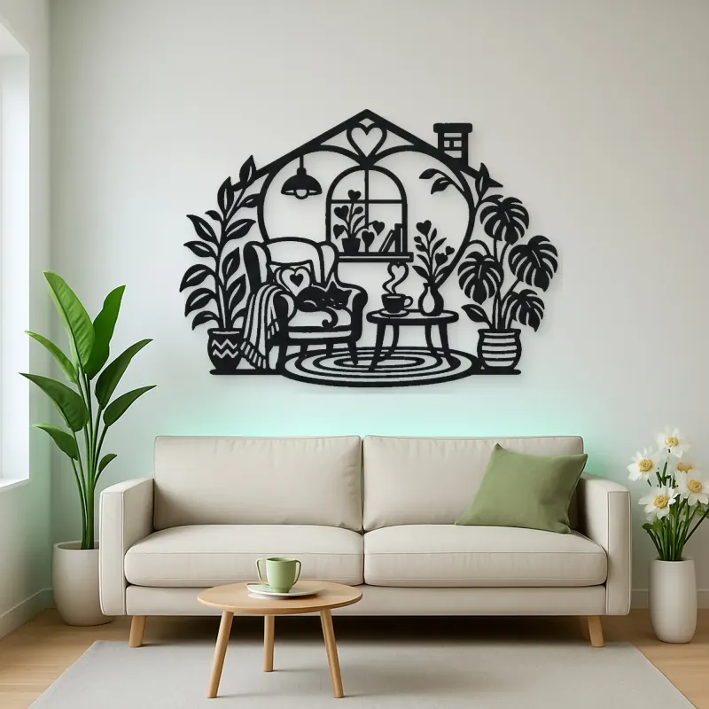 Home Sweet Heart Symbol Metal Wall Art | Cozy Home Metal Decor