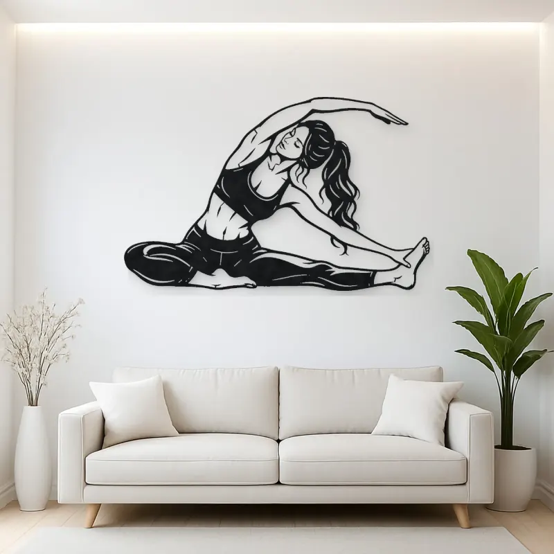 Seated Side Stretch Metal Wall Art | Movement Silhouette Decor