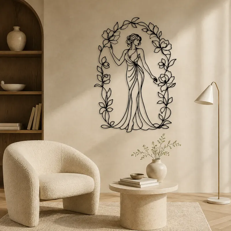 Floral Arch Woman Metal Wall Art | Botanical Woman Wall Decor - lifestyle view 5