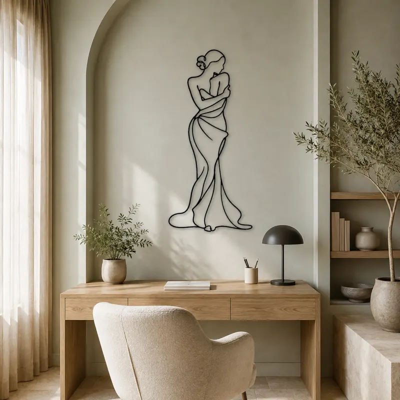 Wrapped Torso Pose Metal Wall Art | Feminine Figure Wall Decor - lifestyle view 4
