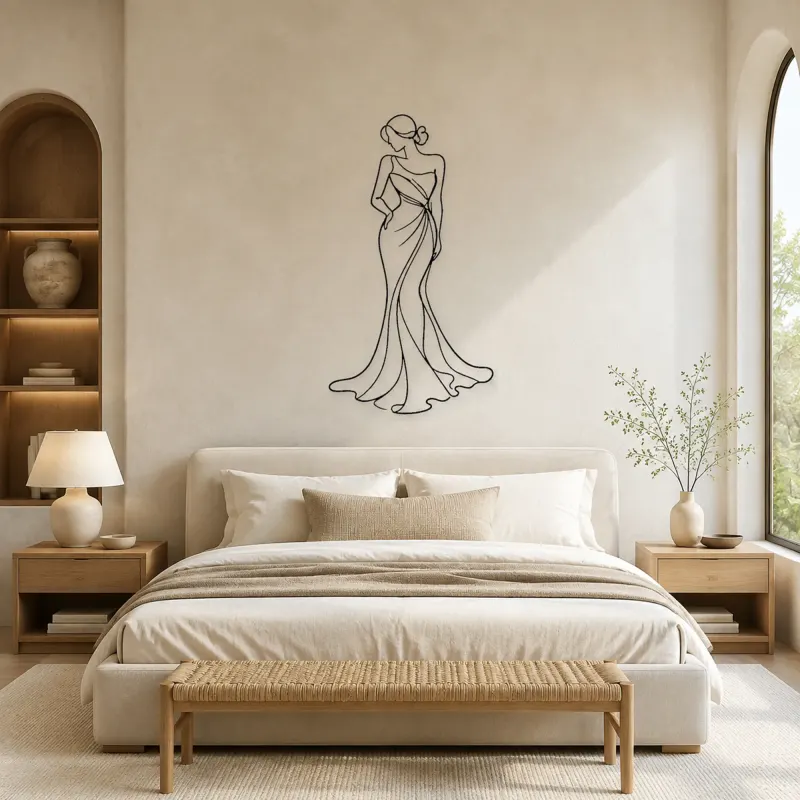 Lily Gown Muse Metal Wall Art | Botanical Woman Wall Decor - lifestyle view 2
