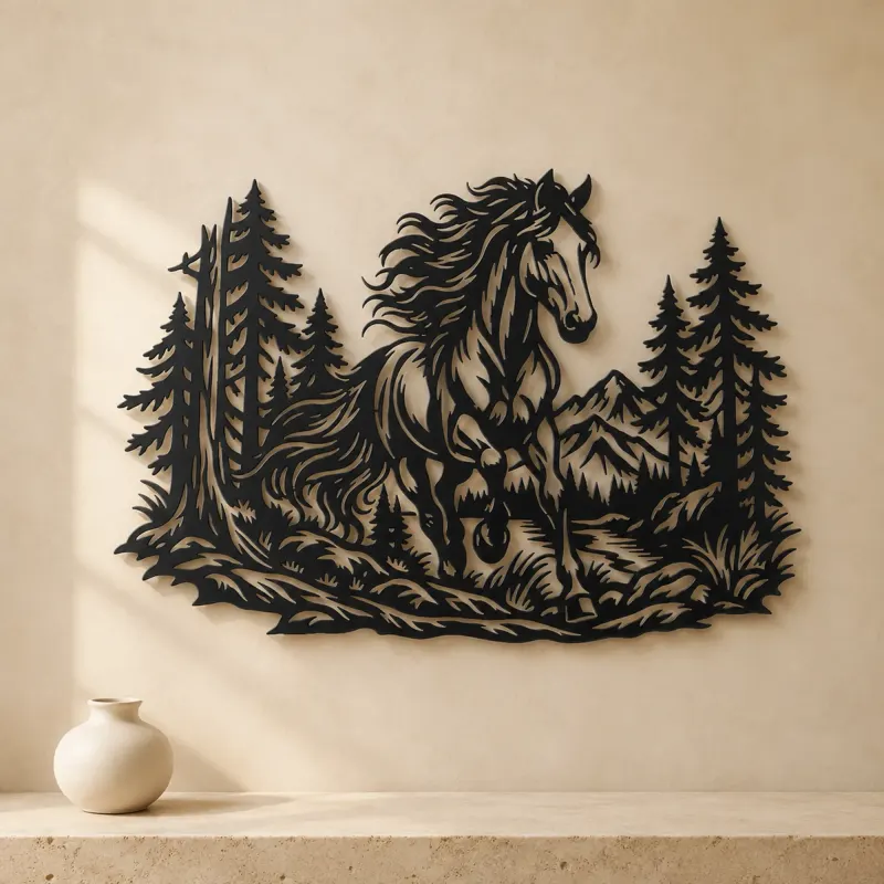 Horse in Forest Metal Wall Art | Equestrian Wall Decor - lifestyle view 3