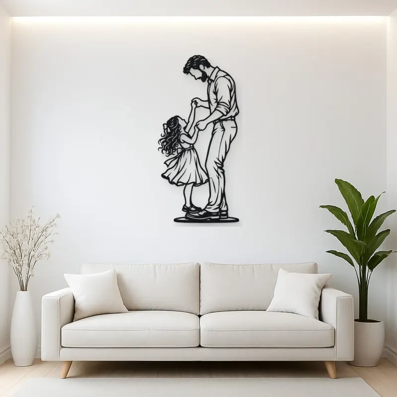 Father Daughter Dance Metal Wall Art | Family Silhouette Decor