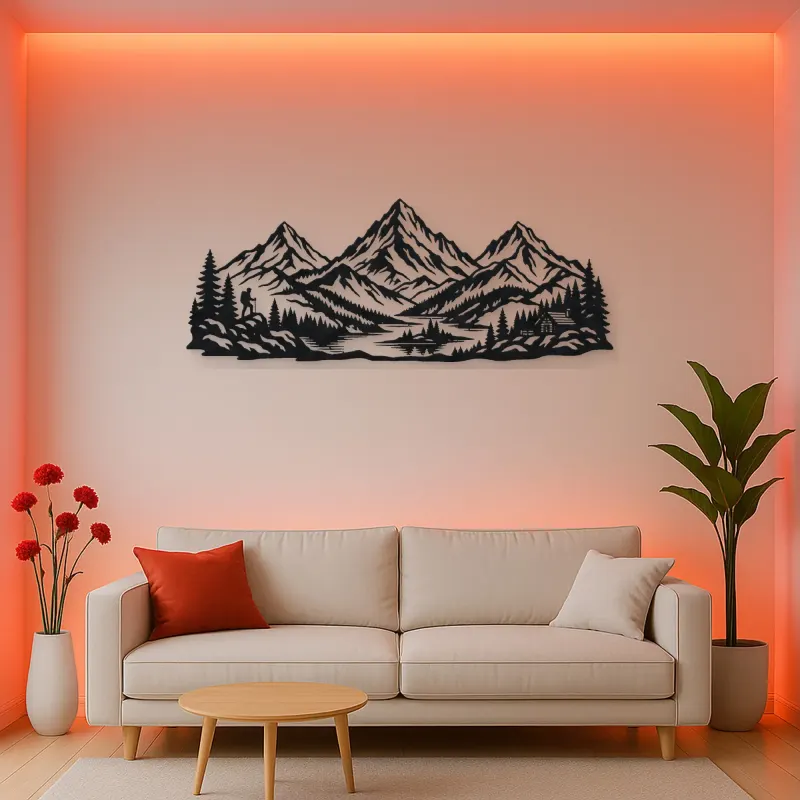 Three Peak Horizon Metal Wall Art | Nature Silhouette Decor