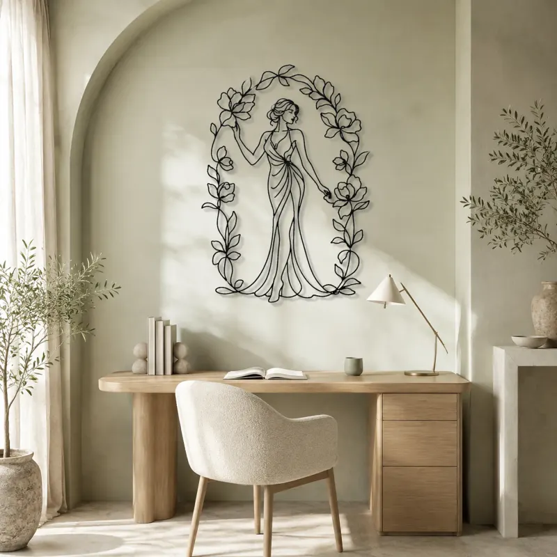 Floral Arch Woman Metal Wall Art | Botanical Woman Wall Decor - lifestyle view 4