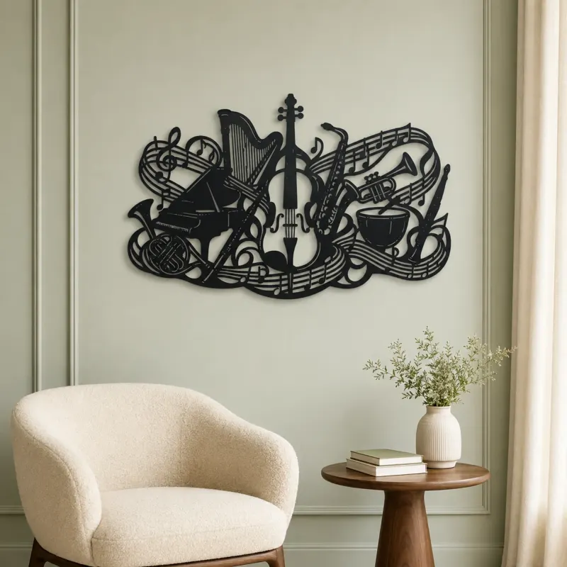 Orchestra Instrument Fusion Metal Wall Art | Music Room Wall Decor - lifestyle view 2