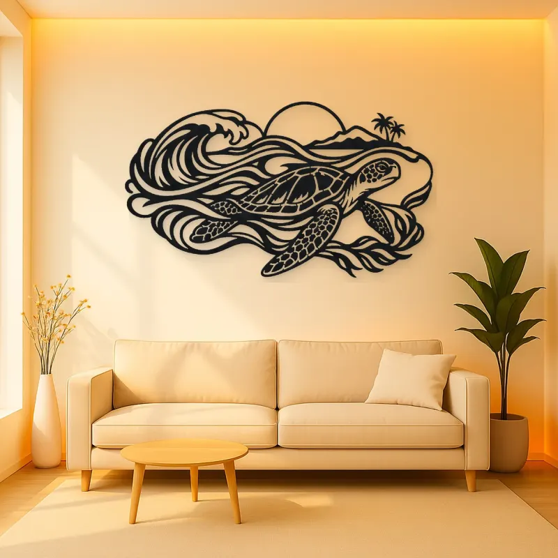 Sea Turtle Current Metal Wall Art | Coastal and Nautical Wall Decor