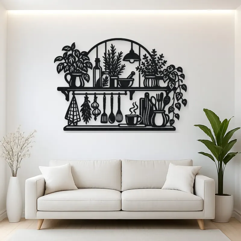 Kitchen Herb Shelf Metal Wall Art | Cozy Home Metal Decor