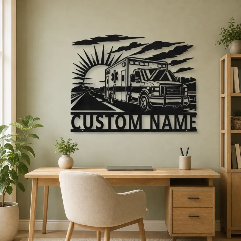 Personalized Sunrise Ambulance Highway Metal Wall Art - lifestyle view 4