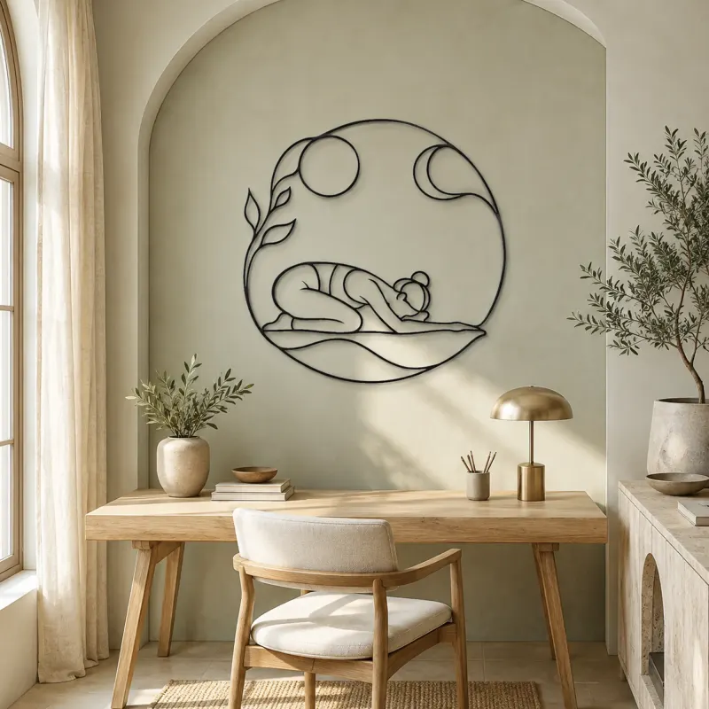 Child Pose Calm Metal Wall Art | Yoga and Meditation Wall Decor - lifestyle view 4
