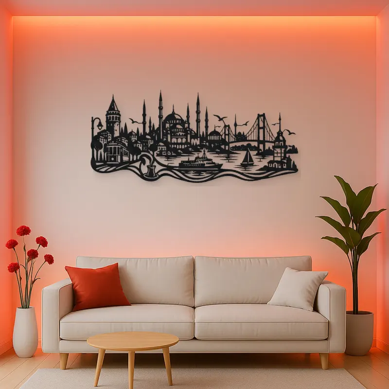 Istanbul Skyline Flow Metal Wall Art | Travel and City Wall Decor