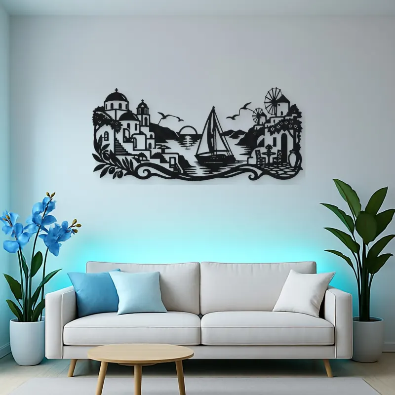 Greek Island Sail Metal Wall Art | Coastal and Nautical Wall Decor