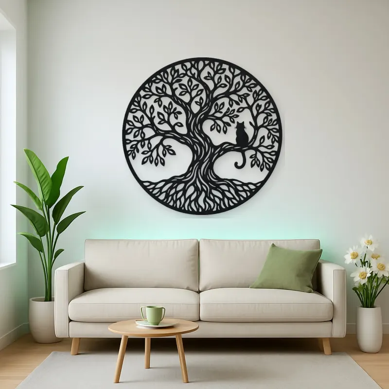 Tree with Cat Metal Wall Art | Pet Lover Silhouette Decor