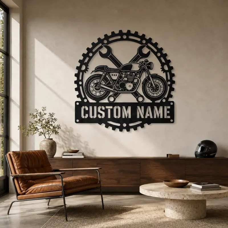 Décoration murale en métal personnalisée Café Racer avec clés croisées