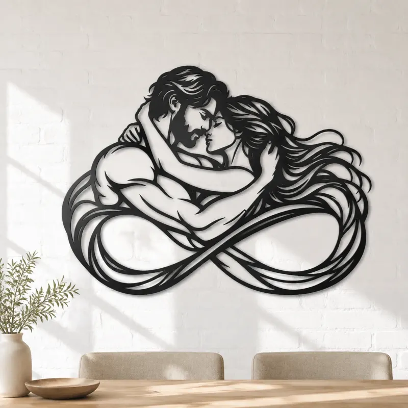 Eternal Loop Lovers Metal Wall Art | Romantic Couple Decor - lifestyle view 4