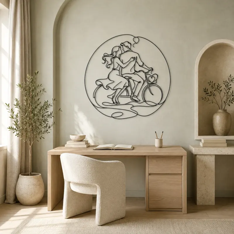 Bicycle Couple Metal Wall Art | Romantic Couple Decor - lifestyle view 4