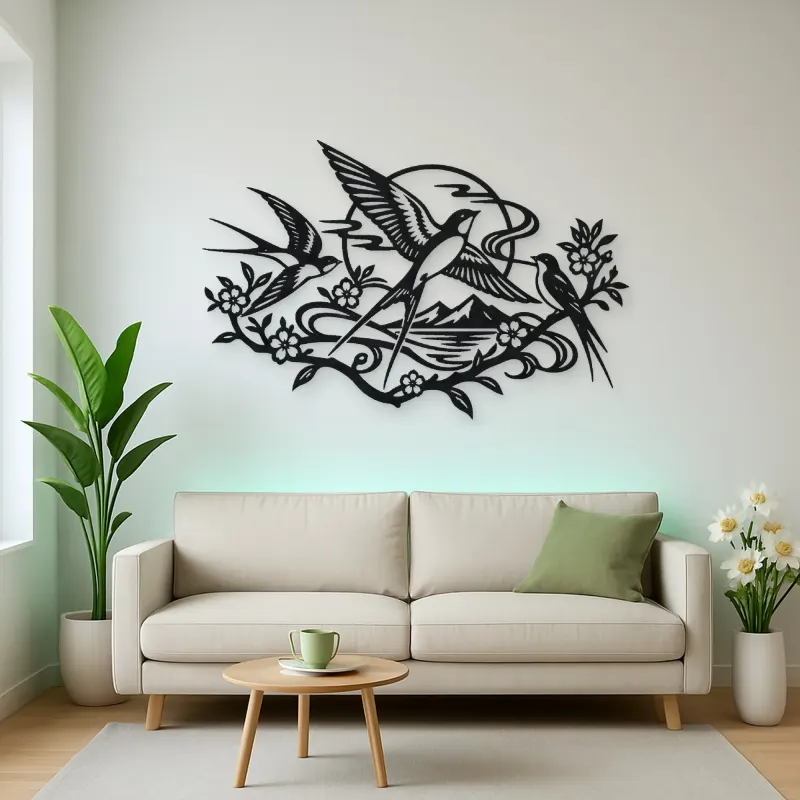 Swallow Flight Flow Metal Wall Art | Wildlife Silhouette Decor