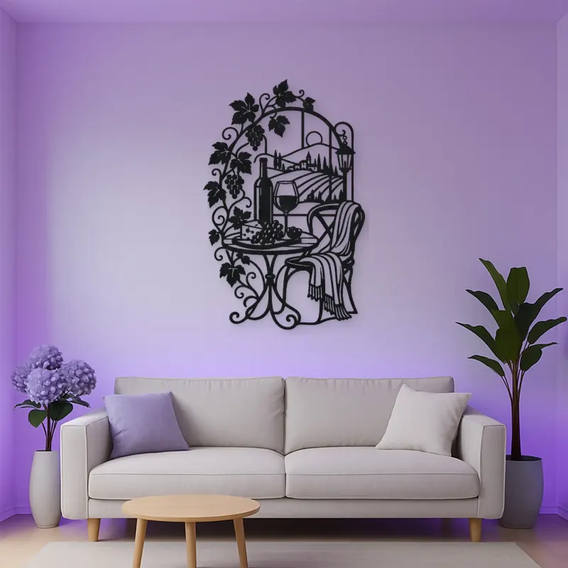 Wine Glass Vine Metal Wall Art | Botanical Metal Wall Decor