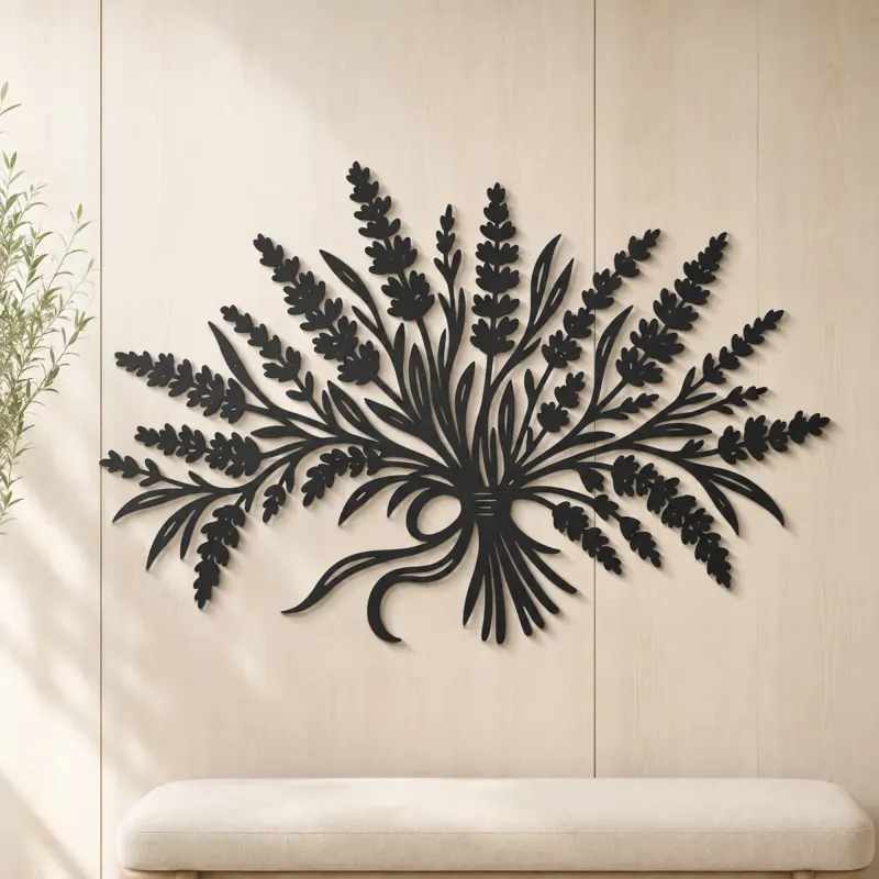 Lavender Bouquet Metal Wall Art | Botanical Metal Wall Decor - lifestyle view 5