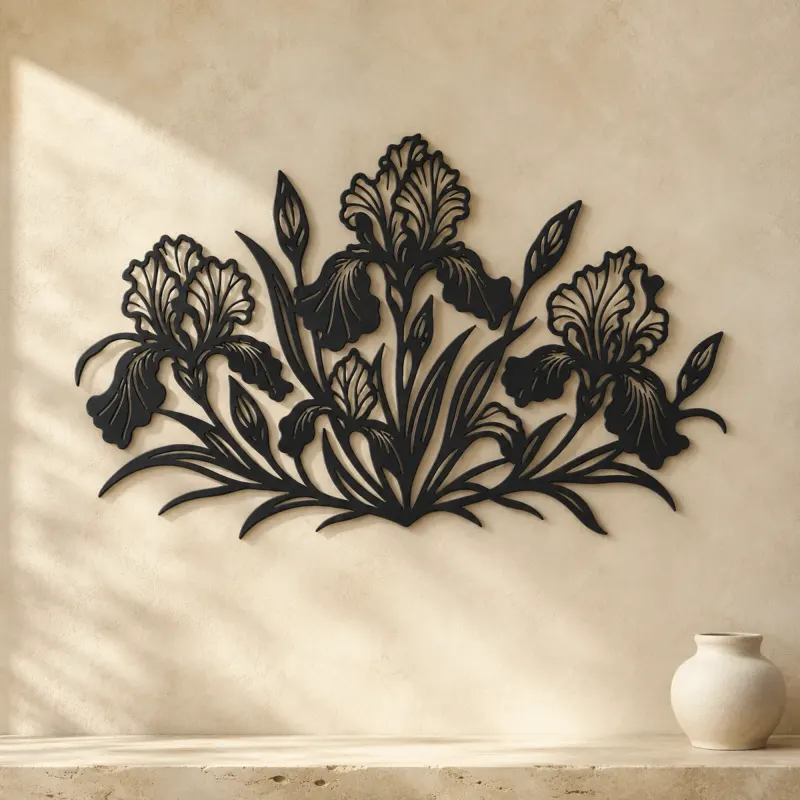 Iris Garden Metal Wall Art | Botanical Metal Wall Decor - lifestyle view 3