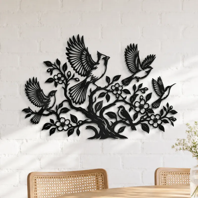 Birds Rising from Tree Metal Wall Art | Wildlife Silhouette Decor - lifestyle view 4