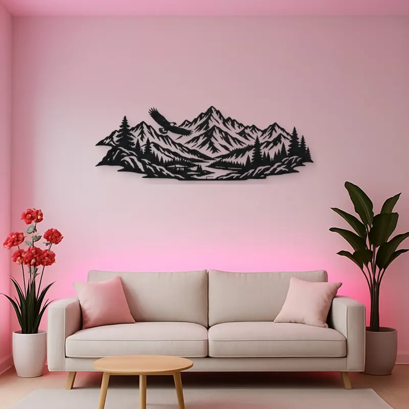 Eagle Ridge Mountain Metal Wall Art | Wildlife Silhouette Decor