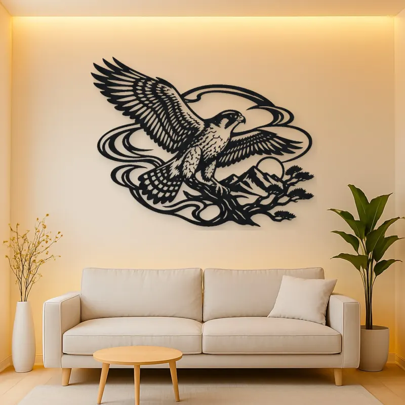 Falcon Wind Curve Metal Wall Art | Wildlife Silhouette Decor