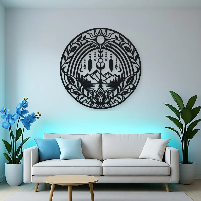 Boho Rainbow Arch Metal Wall Art | Modern Abstract Metal Decor
