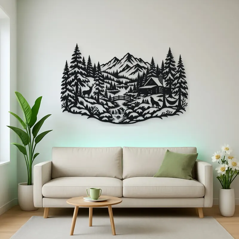 Winter Pine Forest Metal Wall Art | Nature Silhouette Decor