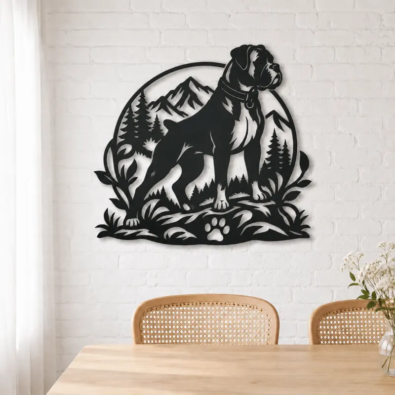 Boxer Strong Profile Metal Wall Art | Pet Lover Silhouette Decor - lifestyle view 4