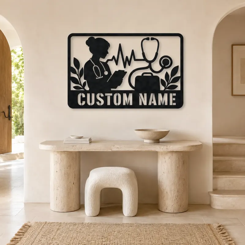Personalized Doctor Nurse Metal Wall Art with Stethoscope - lifestyle view 3