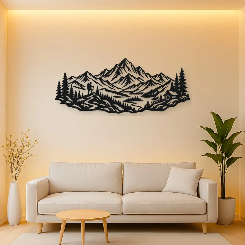 Wild Summit Trail Metal Wall Art | Nature Silhouette Decor