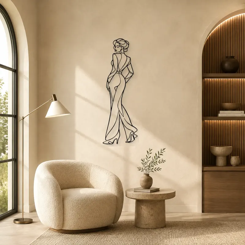 Catwalk Turn Pose Metal Wall Art | Fashion Figure Wall Decor - lifestyle view 5