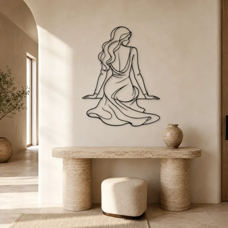 Seated Back Muse Metal Wall Art | Feminine Figure Wall Decor - lifestyle view 3