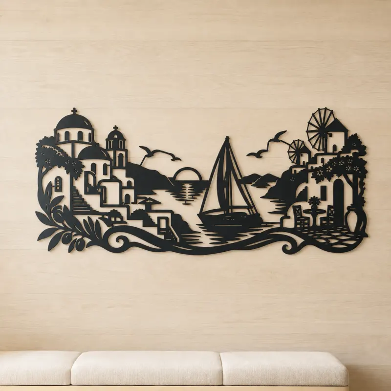 Greek Island Sail Metal Wall Art | Coastal and Nautical Wall Decor - lifestyle view 5