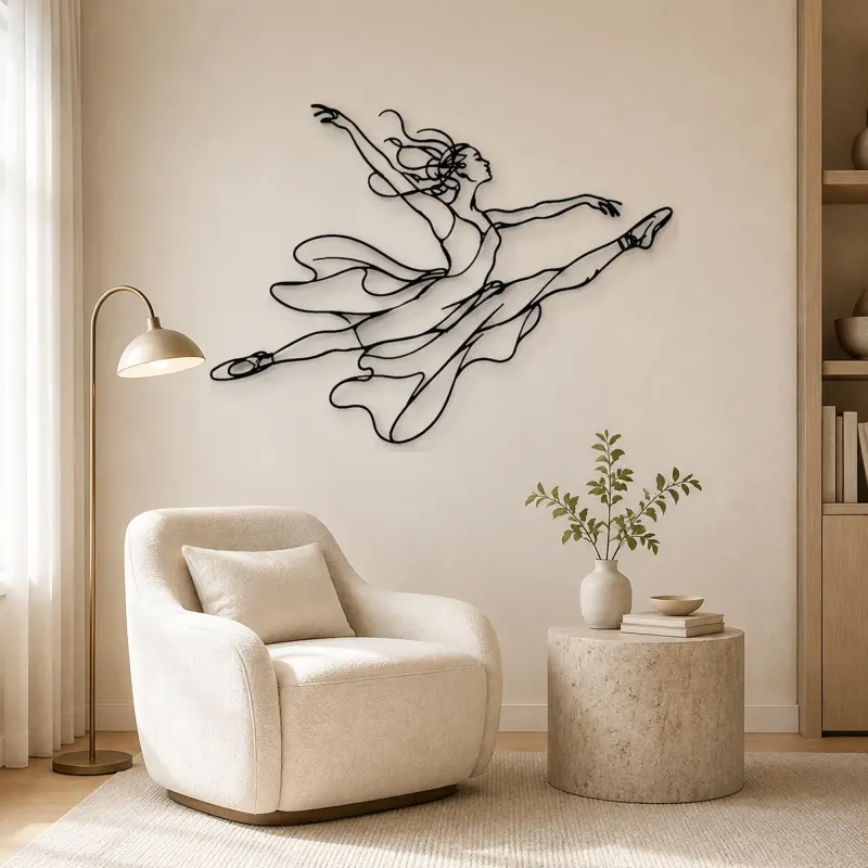 Ballet Grand Jete Metal Wall Art | Dance Silhouette Wall Decor - lifestyle view 5