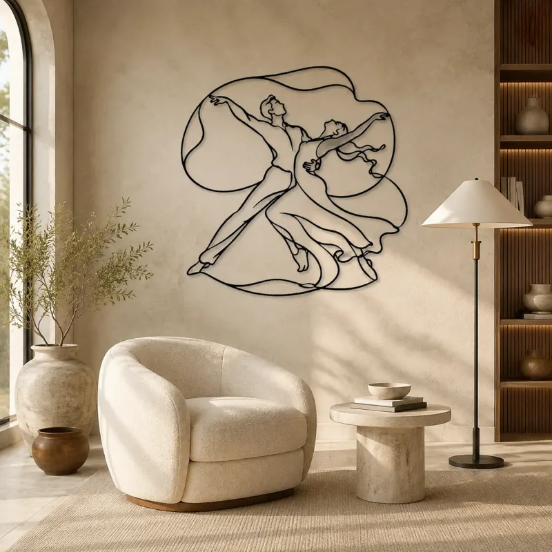 Contemporary Duet Curve Metal Wall Art | Couple Dance Wall Decor - lifestyle view 5