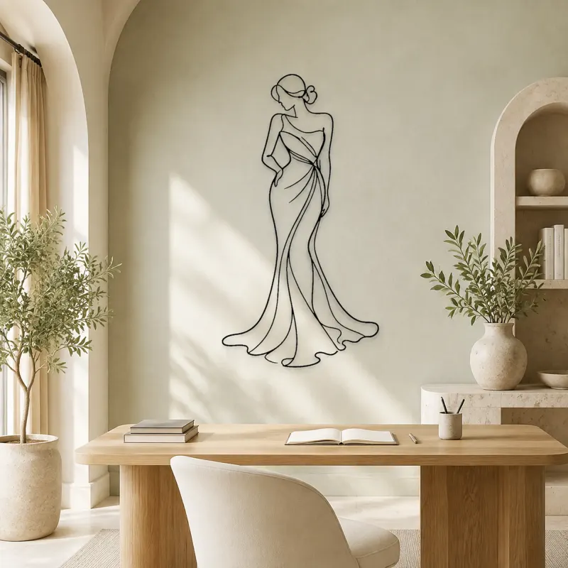 Lily Gown Muse Metal Wall Art | Botanical Woman Wall Decor - lifestyle view 4