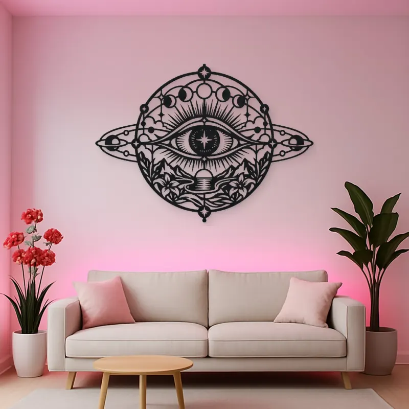 Cosmic Eye Symbol Metal Wall Art | Spiritual Boho Metal Decor