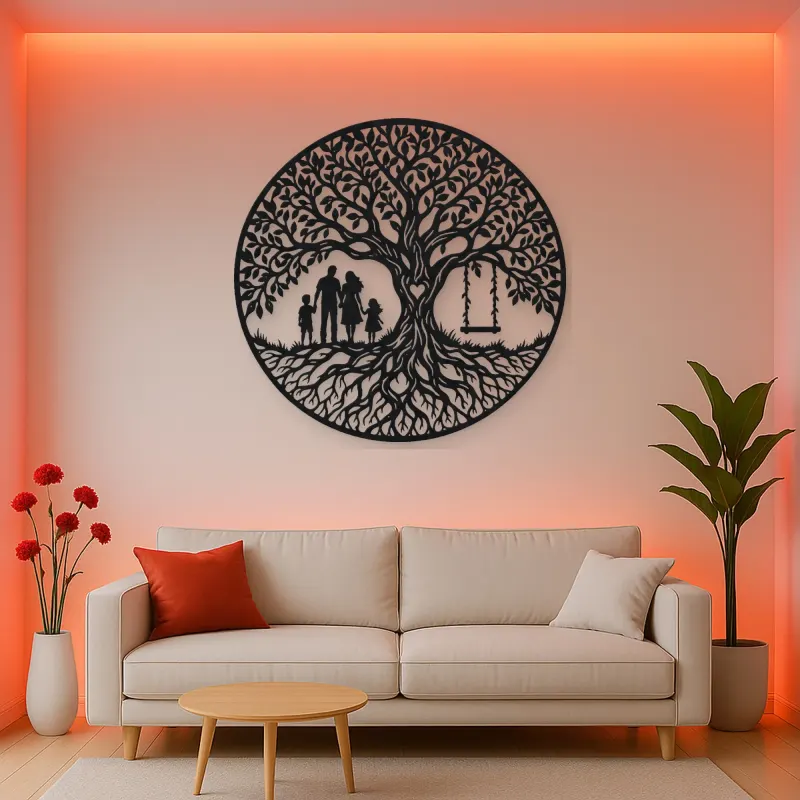 Family Roots Tree Metal Wall Art | Family Silhouette Decor