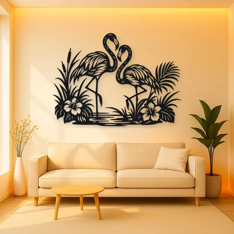 Flamingo Pair Metal Wall Art | Wildlife Silhouette Decor