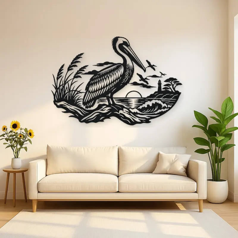 Pelican Coastline Metal Wall Art | Coastal and Nautical Wall Decor