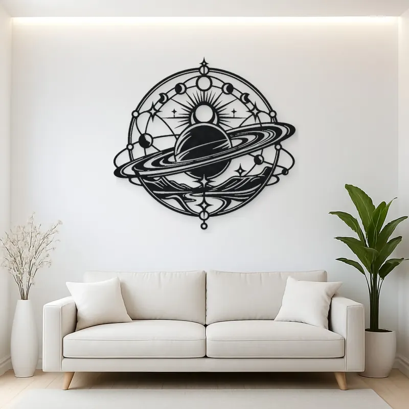 Saturn Ring Rhythm Metal Wall Art | Celestial Boho Wall Decor