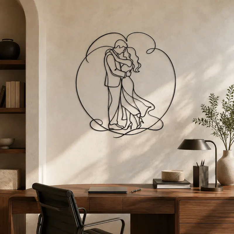 Anniversary Embrace Metal Wall Art | Romantic Couple Decor - lifestyle view 3