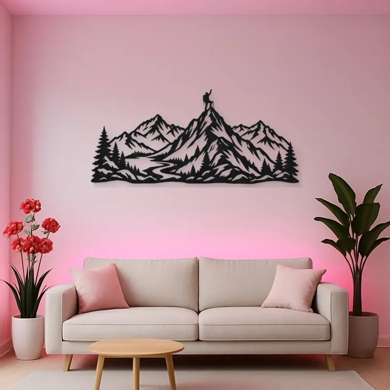 Climber Summit Moment Metal Wall Art | Nature Silhouette Decor