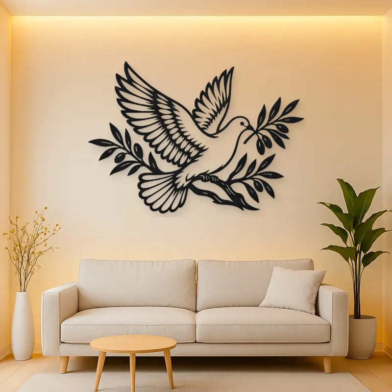 Dove Olive Branch Metal Wall Art | Wildlife Silhouette Decor