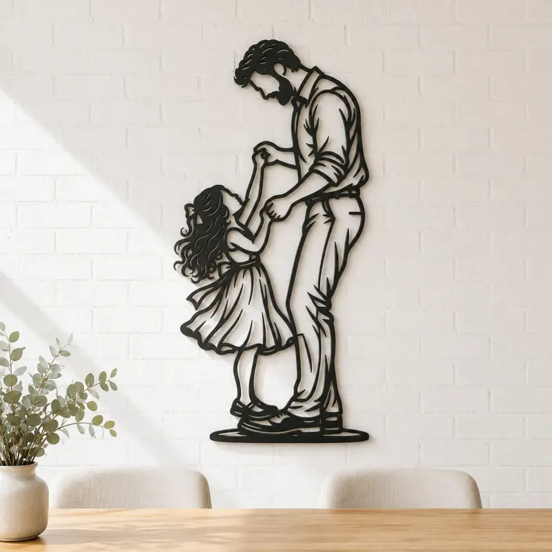 Father Daughter Dance Metal Wall Art | Family Silhouette Decor - lifestyle view 4