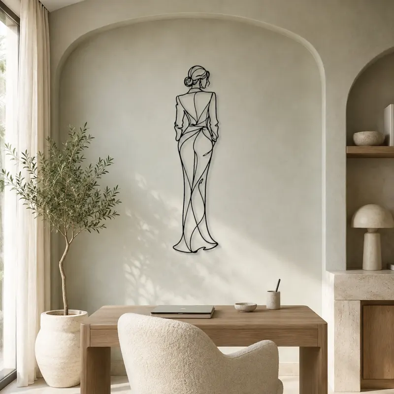 Sophisticated Back View Metal Wall Art | Fashion Figure Wall Decor - lifestyle view 4